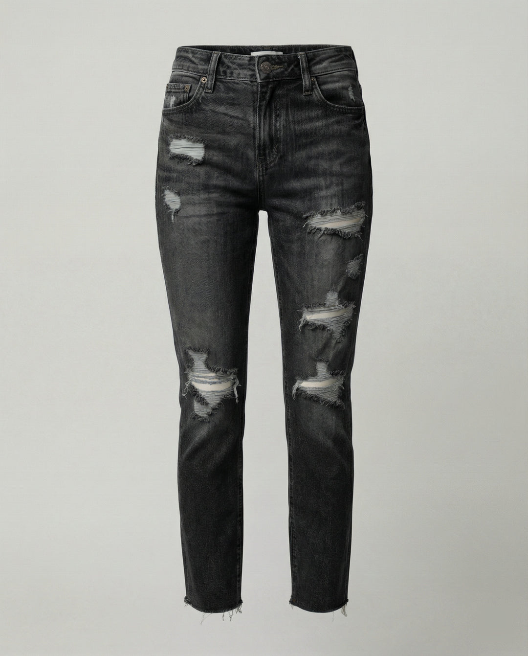 Damen Slim Fit Jeans mit Destroyed Details im Used-Look | EB