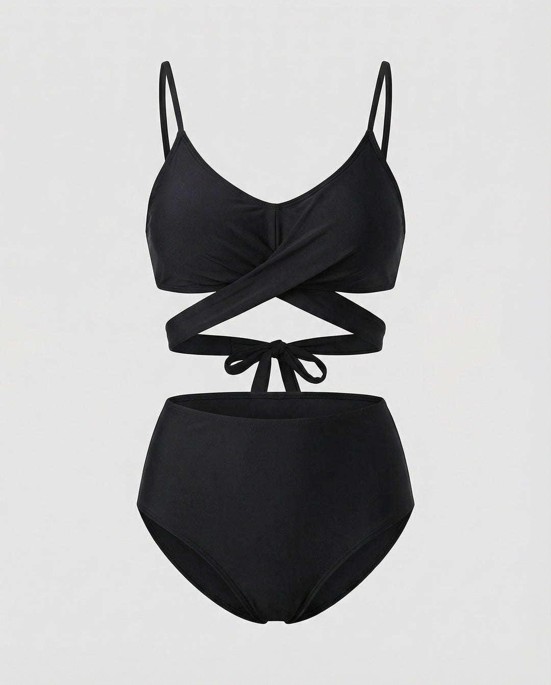 EB | Schwarzes und Hohe Taille Bindeband Bikini Set
