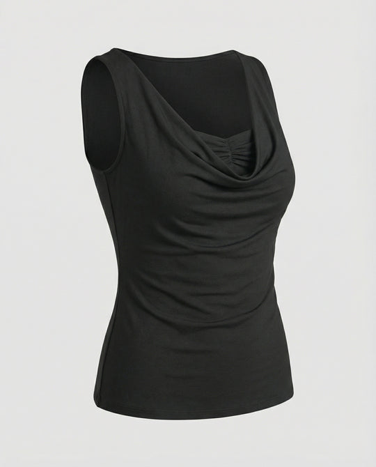 Damen Drapierter Front Ärmelloses Top EB