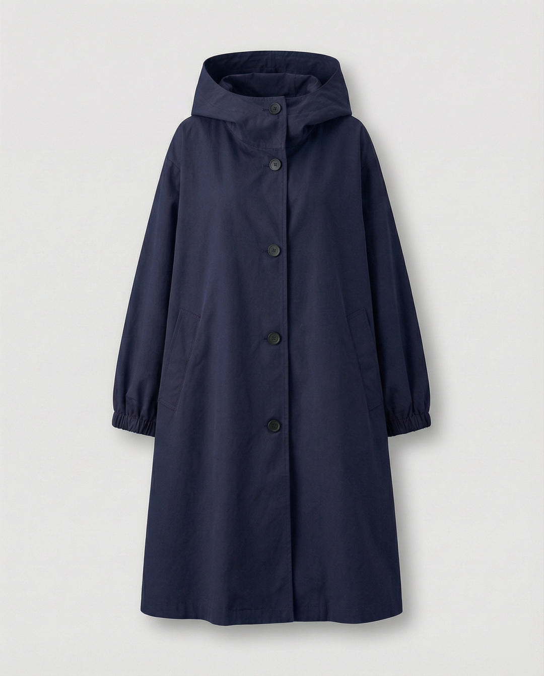 EB | stilvolle lange Damenjacke mit Kapuze