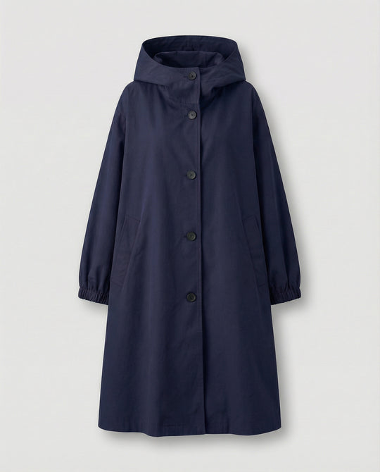 EB | stilvolle lange Damenjacke mit Kapuze