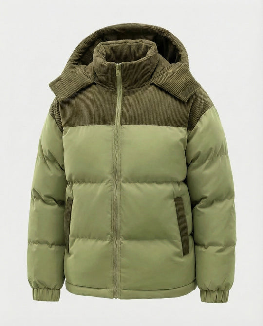 EB | Casuale Kapuzenjacke mit Puffern und Farbblockdesign