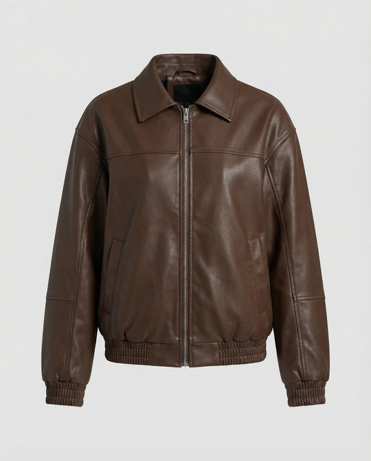 Damen Lässige Lederjacke mit Nieten