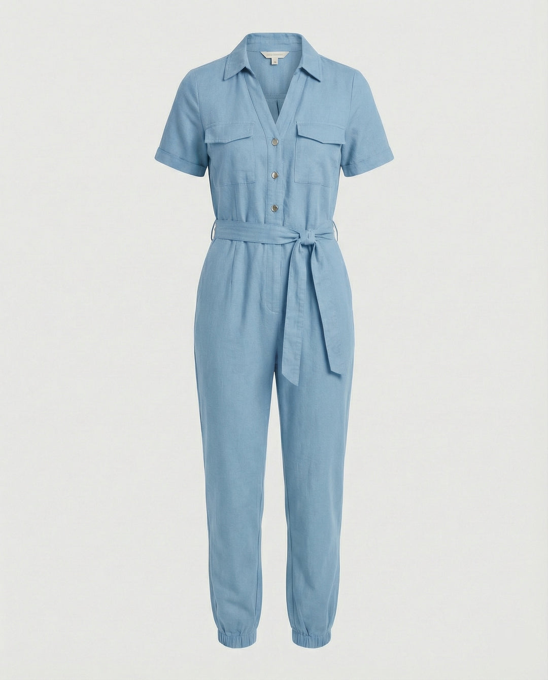 Damen lässiger Jumpsuit mit tailliertem Schnitt und durchgehender Knopfleiste EB