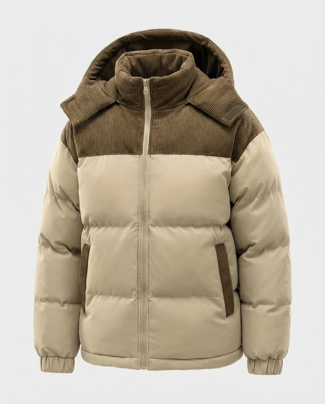 EB | Casuale Kapuzenjacke mit Puffern und Farbblockdesign