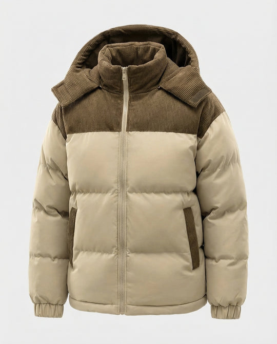 EB | Casuale Kapuzenjacke mit Puffern und Farbblockdesign