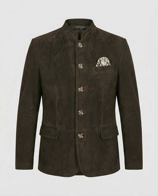 Herren Suede-Jacke mit Zierknöpfen