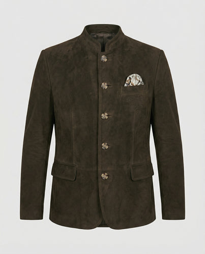Herren Suede-Jacke mit Zierknöpfen