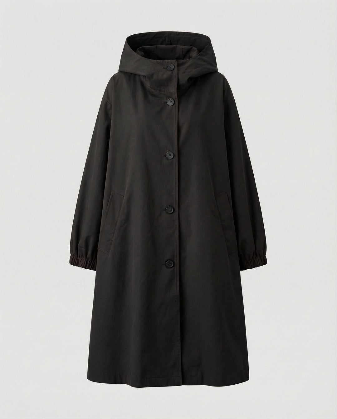 EB | stilvolle lange Damenjacke mit Kapuze
