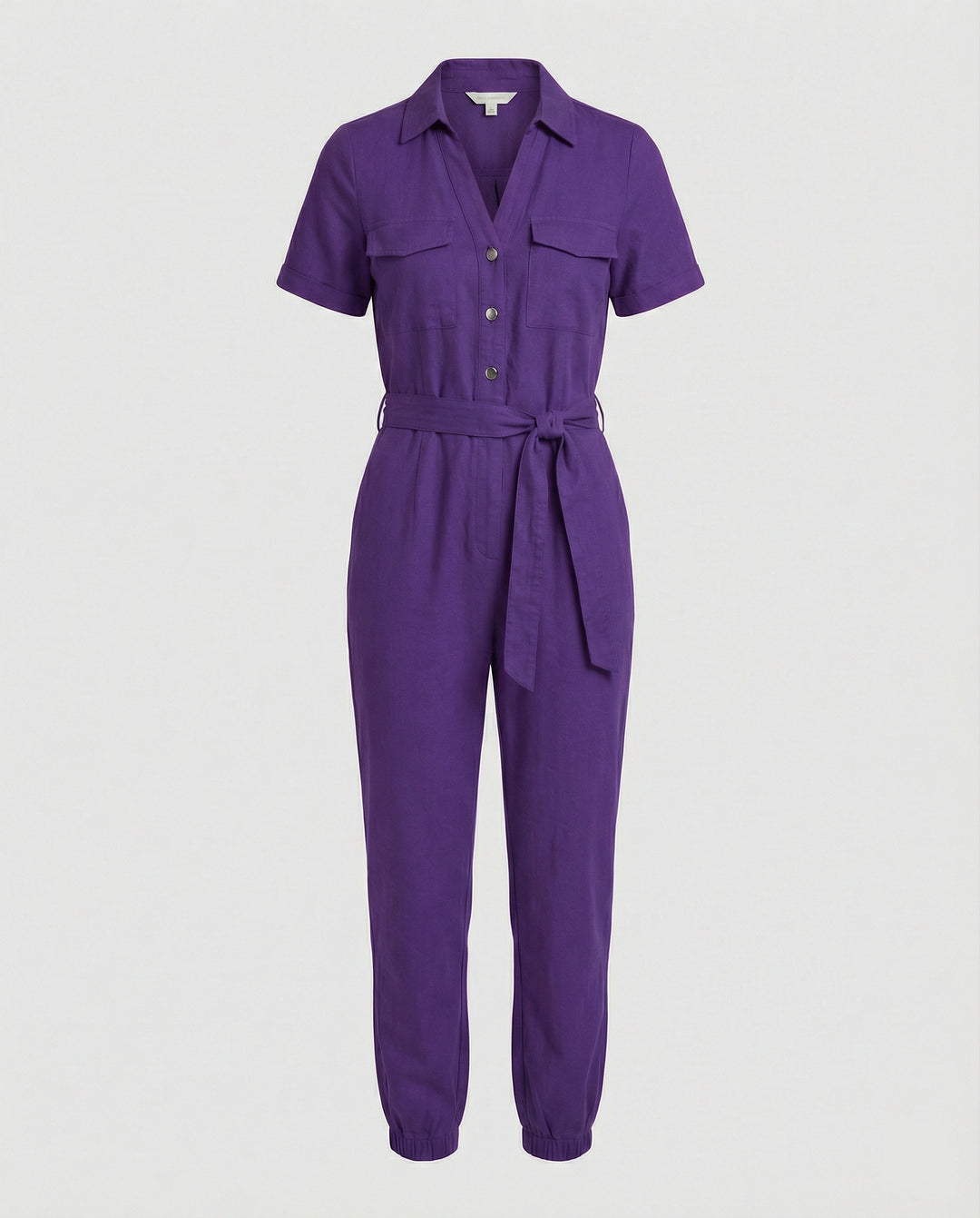Damen lässiger Jumpsuit mit tailliertem Schnitt und durchgehender Knopfleiste EB