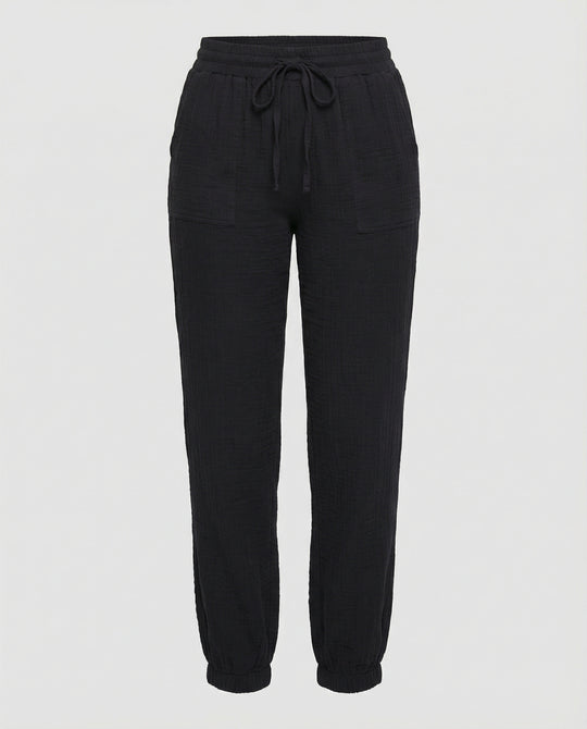 Damen luftige Freizeithose mit elastischem Bund und seitlichen Taschen EB