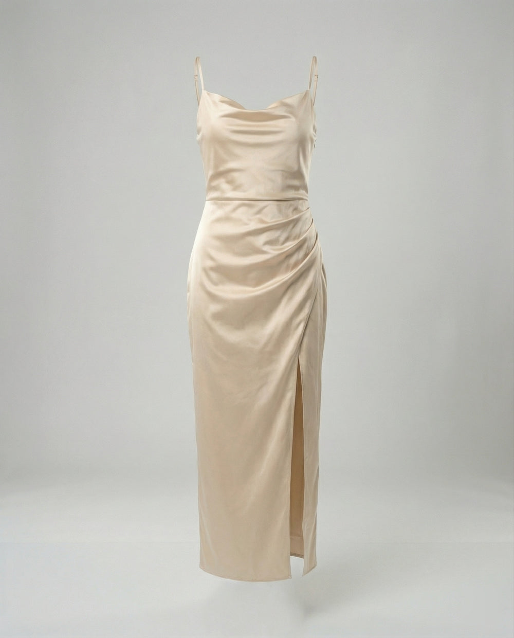 Satin Abendkleid Mit Wasserfallausschnitt Damen