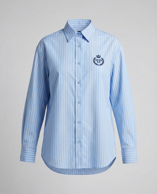 Damen Bluse mit Streifen und klassischem Kragen