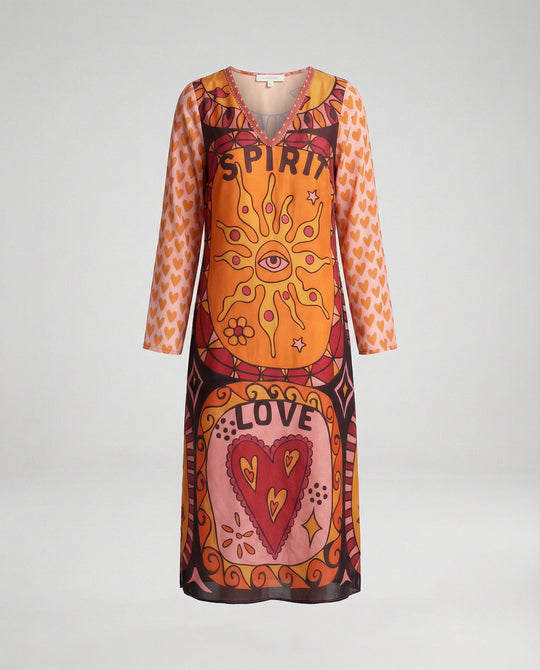 Damen Midikleid Ethno Print