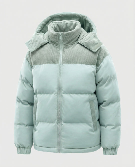 EB | Casuale Kapuzenjacke mit Puffern und Farbblockdesign