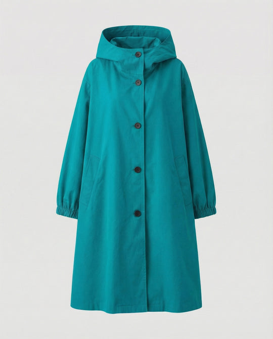 EB | stilvolle lange Damenjacke mit Kapuze