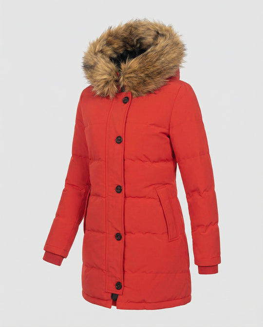 EB | Slim-Fit Winterparka mit Kunstfellkapuze