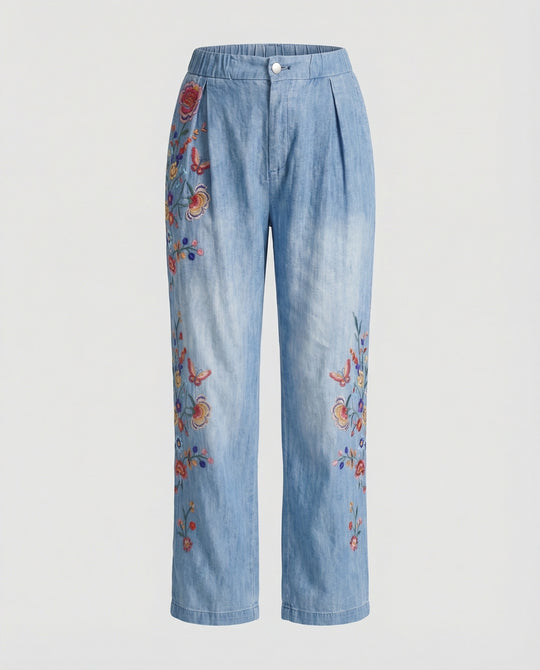 EB | Floral Print Lockere Jeanshose für Frauen