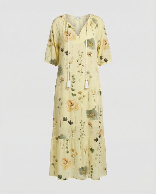 Boho Maxikleid Damen Kordelzug