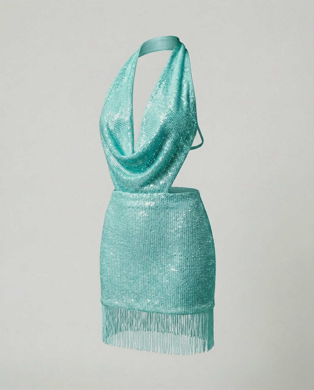 Damen Funktionsreiches Abendkleid mit Pailletten und Fransen EB