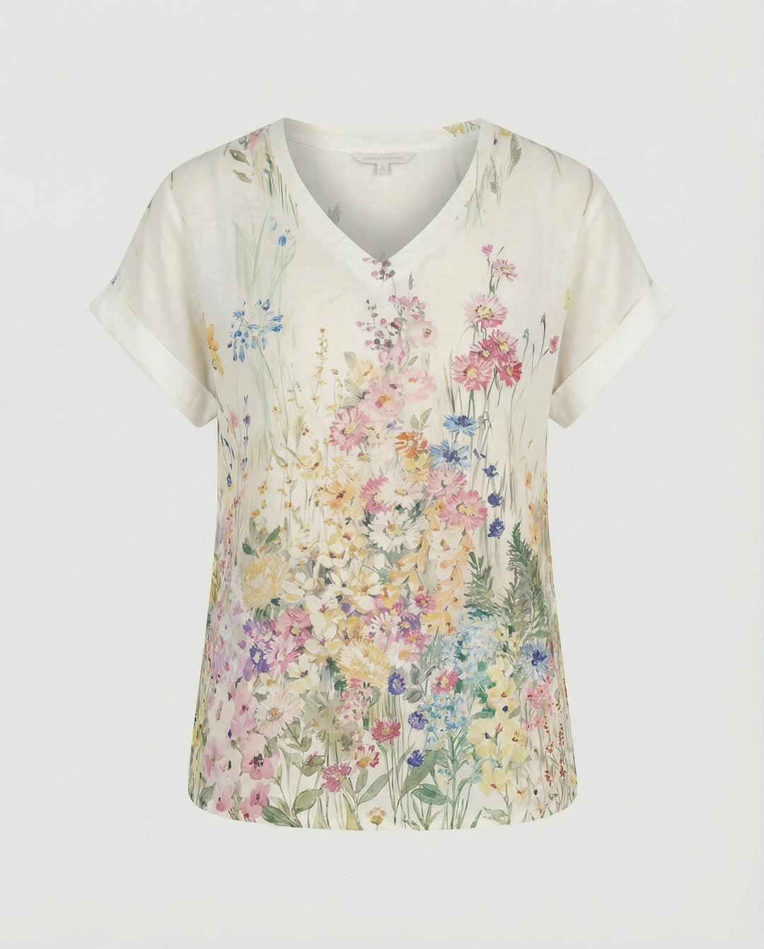 V-Ausschnitt Bluse Leinenoptik Damen