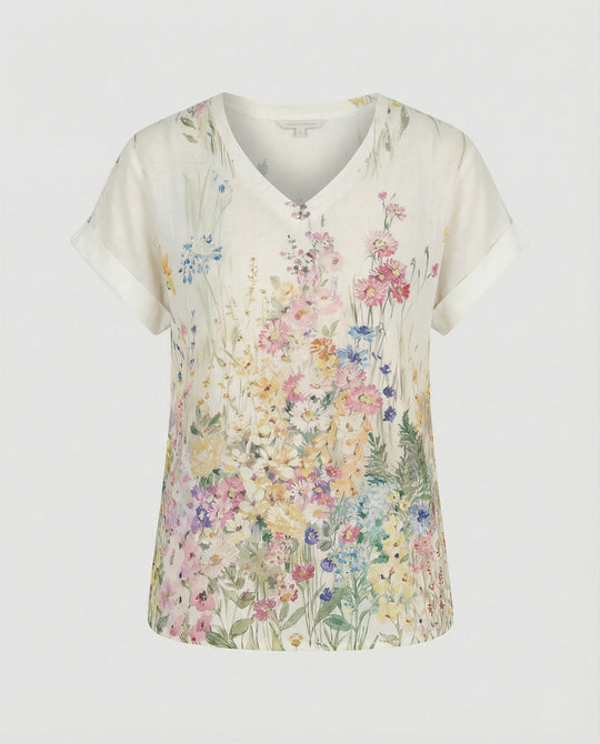 V-Ausschnitt Bluse Leinenoptik Damen