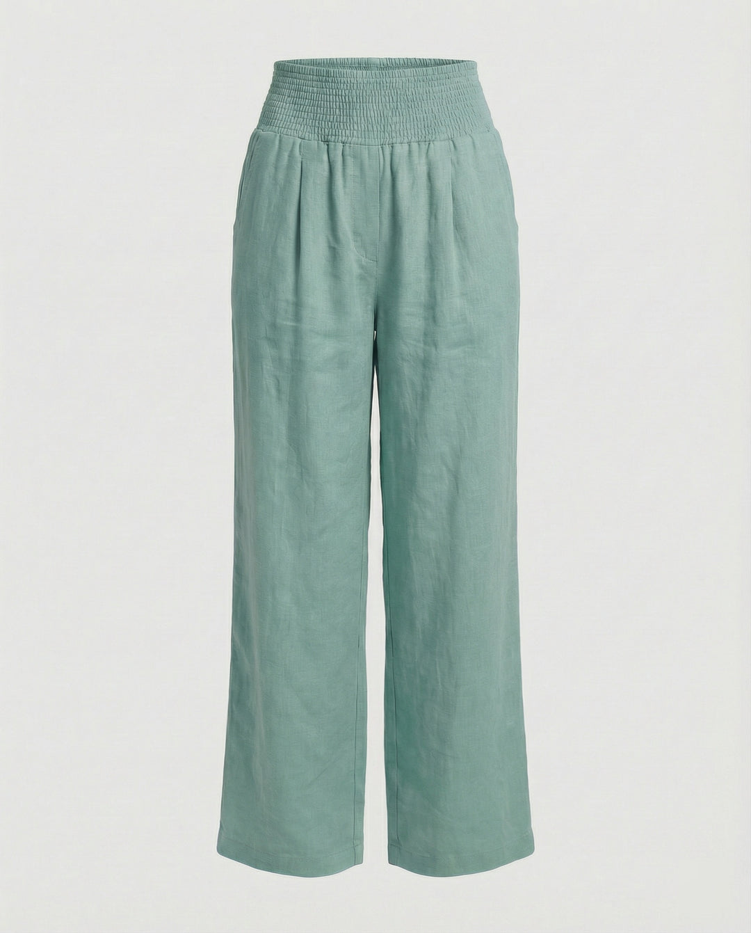Damen Luftige Leinenhose mit elastischem Bund und Weitschnitt EB