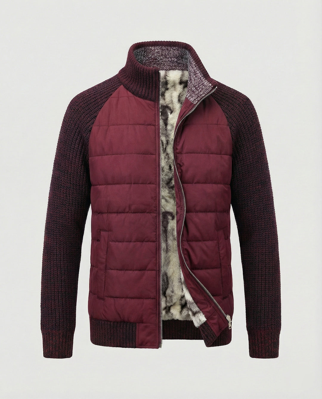 Herren Hybridjacke mit Kunstleder-Elementen