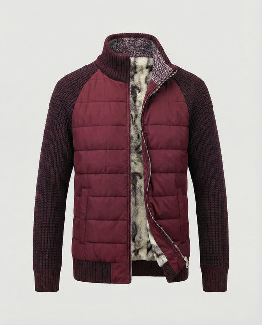 Herren Hybridjacke mit Kunstleder-Elementen