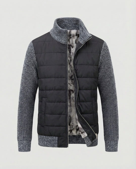 Herren Hybridjacke mit Kunstleder-Elementen