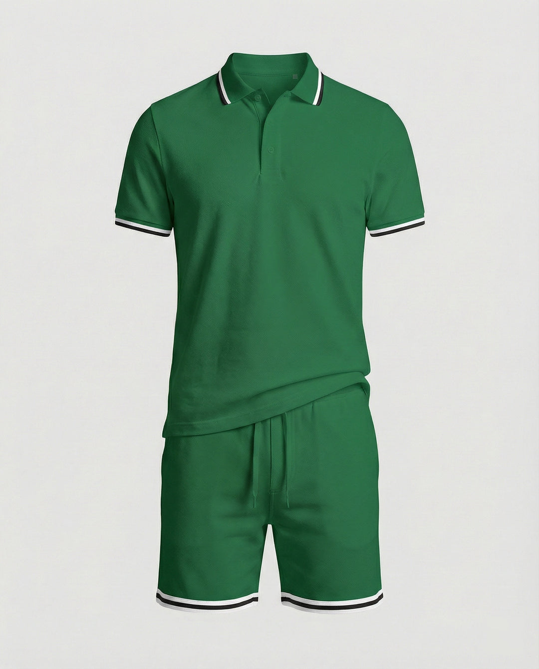 Herren Sportliches Polo- und Shorts-Set mit Kontraststreifen EB