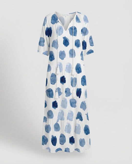 Boho Maxikleid Damen Kordelzug