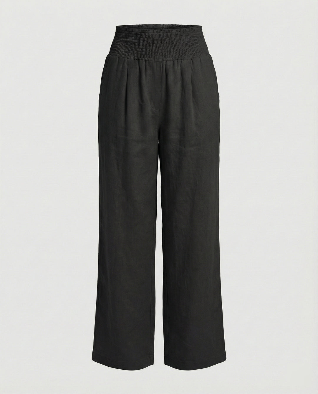 Damen Luftige Leinenhose mit elastischem Bund und Weitschnitt EB