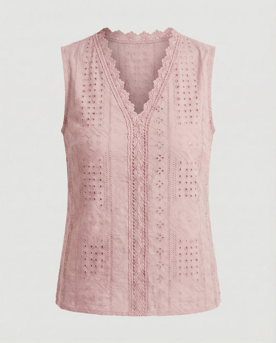 Damen Baumwolltop mit Lochstickerei EB