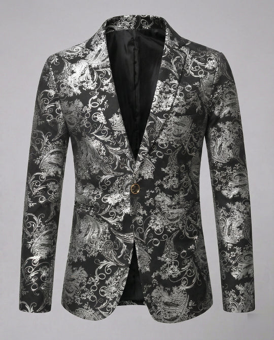 Herren eleganter Blazer mit kunstvollem Muster und luxuriösem Glanz EB