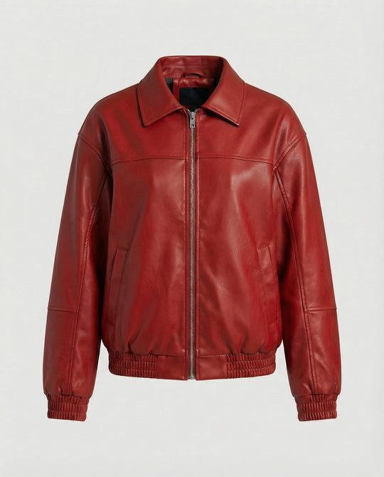 Damen Lässige Lederjacke mit Nieten