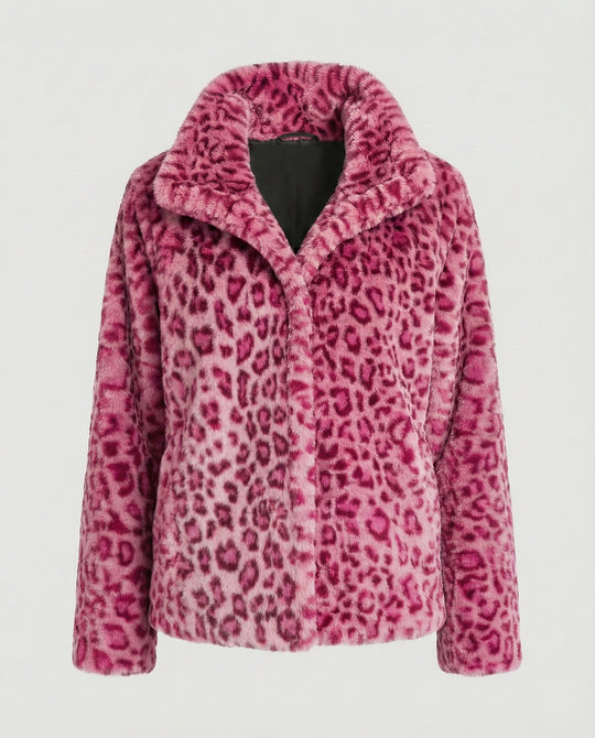 EB | Mantel - Kunstpelz - Oversized Fit - Reverskragen - Leopardenprint