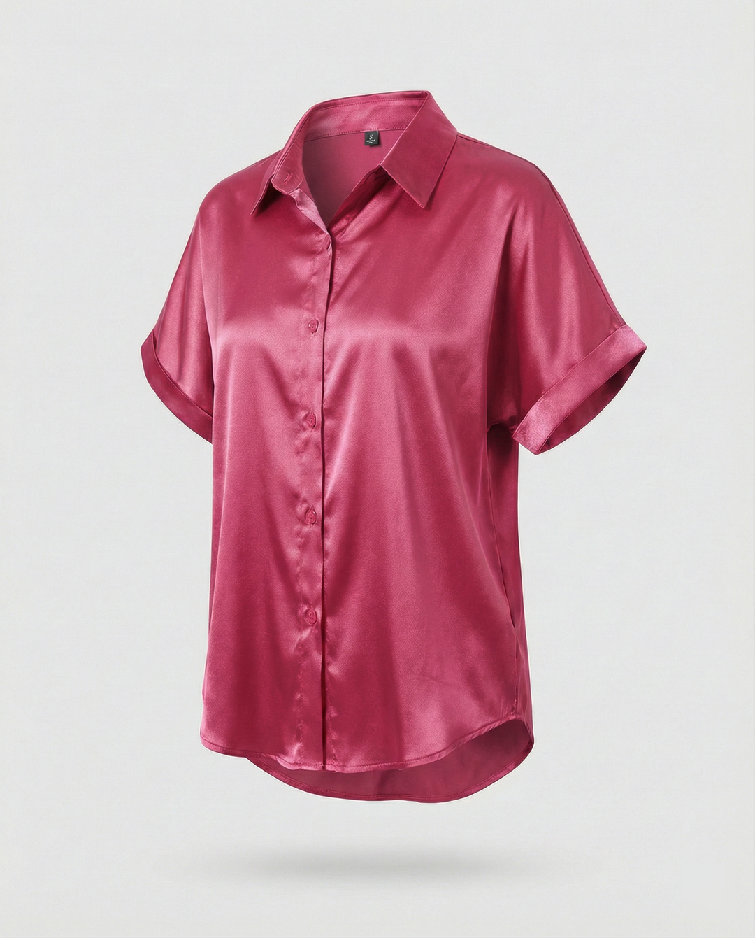 Damen Satin-Bluse mit großem Kragen und überschnittenen Schultern EB