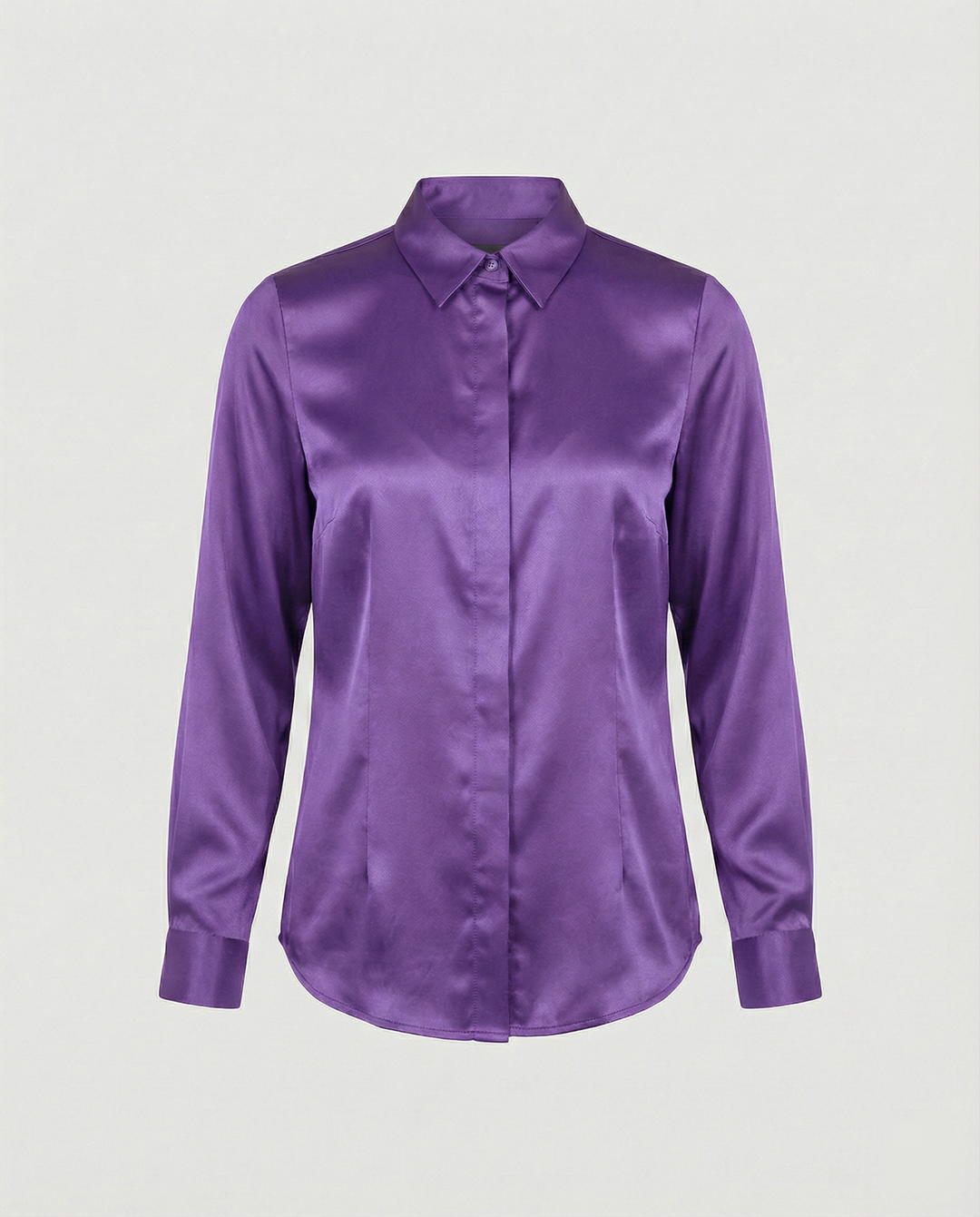 Damen Satin-Bluse mit klassischem Kragen EB