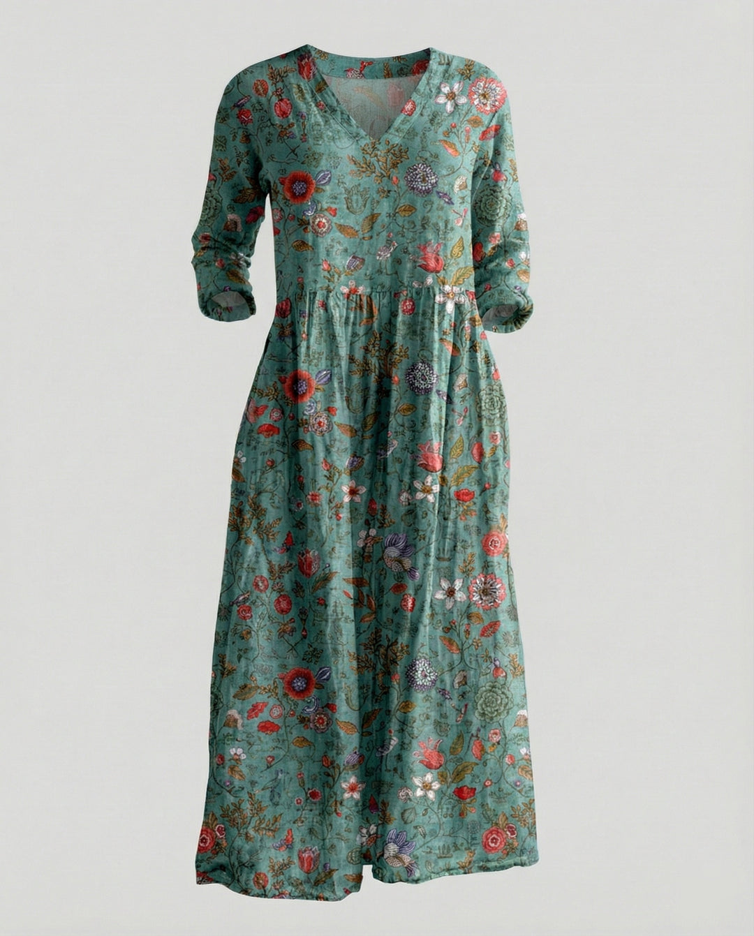 Damen Boho Maxikleid Sommer Leinenoptik