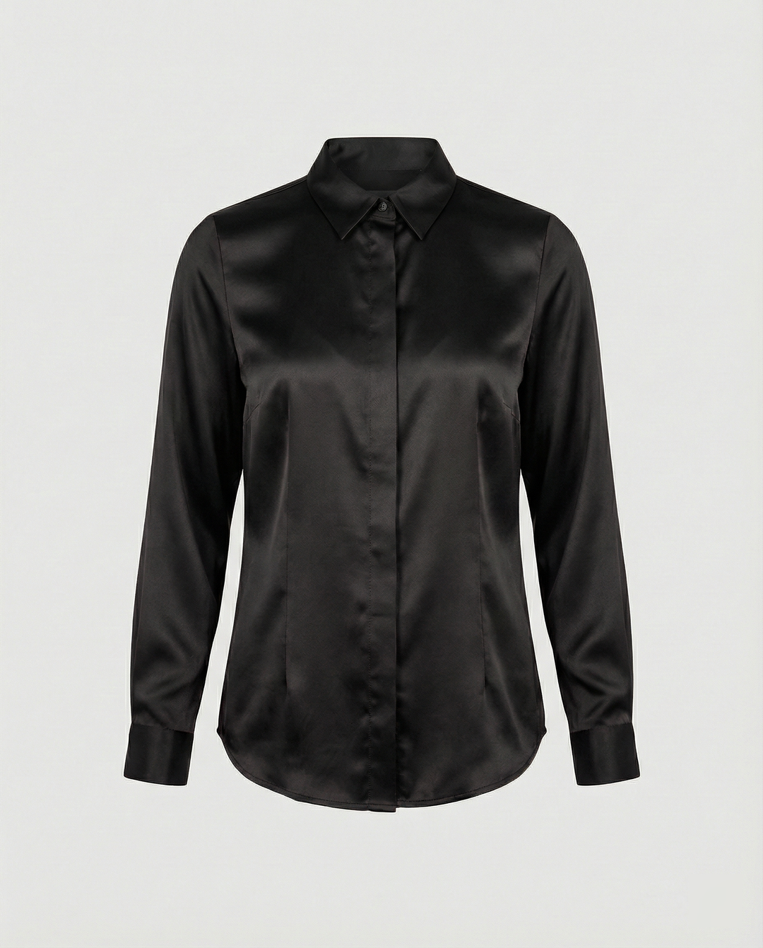 Damen Satin-Bluse mit klassischem Kragen EB