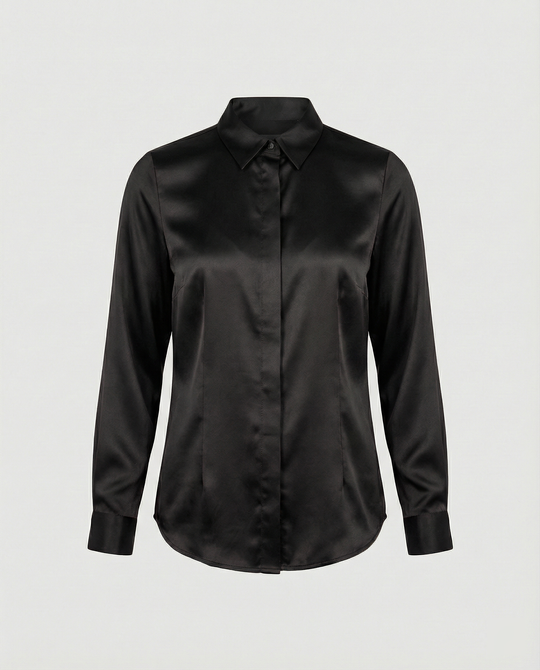 Damen Satin-Bluse mit klassischem Kragen EB