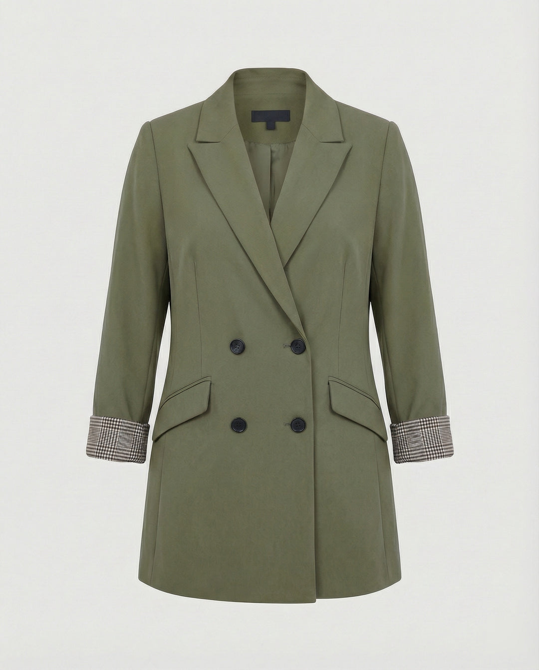 Damen Doppelreihiger Blazer mit kontrastierenden Ärmelaufschlägen EB