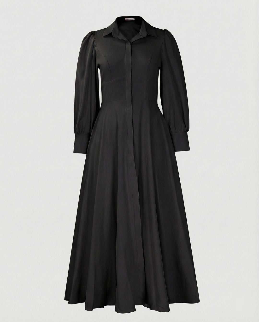 Damen Hemdkleid Maxi mit Ballonärmeln