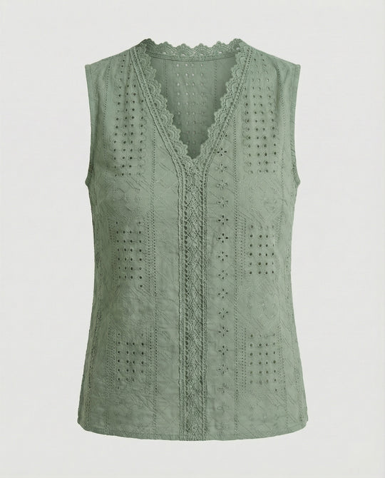 Damen Baumwolltop mit Lochstickerei EB
