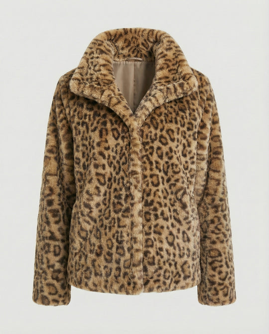 EB | Mantel - Kunstpelz - Oversized Fit - Reverskragen - Leopardenprint