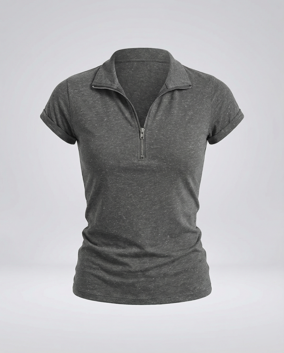 Damen Poloshirt mit kurzem Reißverschluss und figurbetontem Schnitt EB