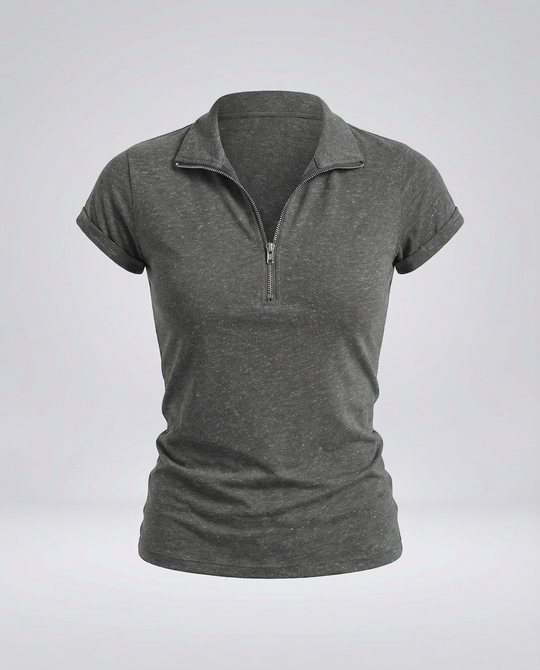 Damen Poloshirt mit kurzem Reißverschluss und figurbetontem Schnitt EB