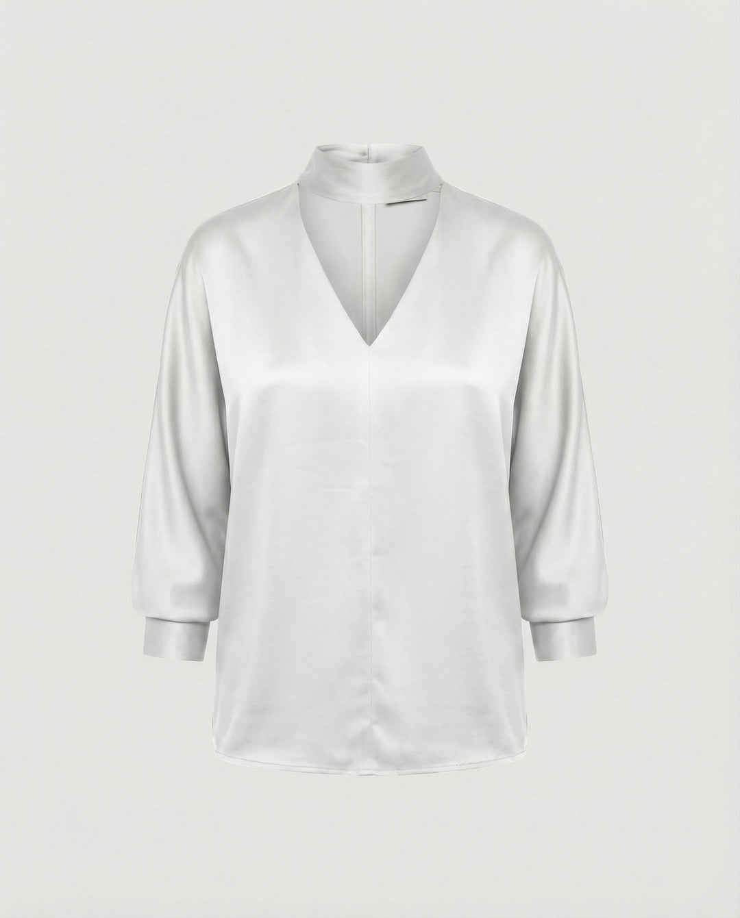 Damen Satinbluse elegant mit Stehkragen