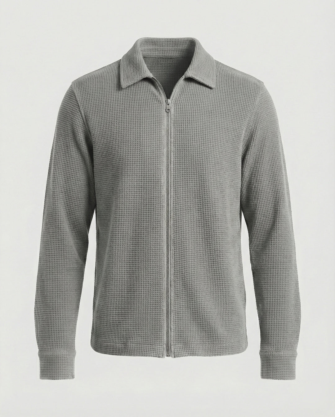 Herren Eleganter Langarmshirt mit strukturierter Oberflächenbeschaffenheit und hochwertigem Reißverschluss EB